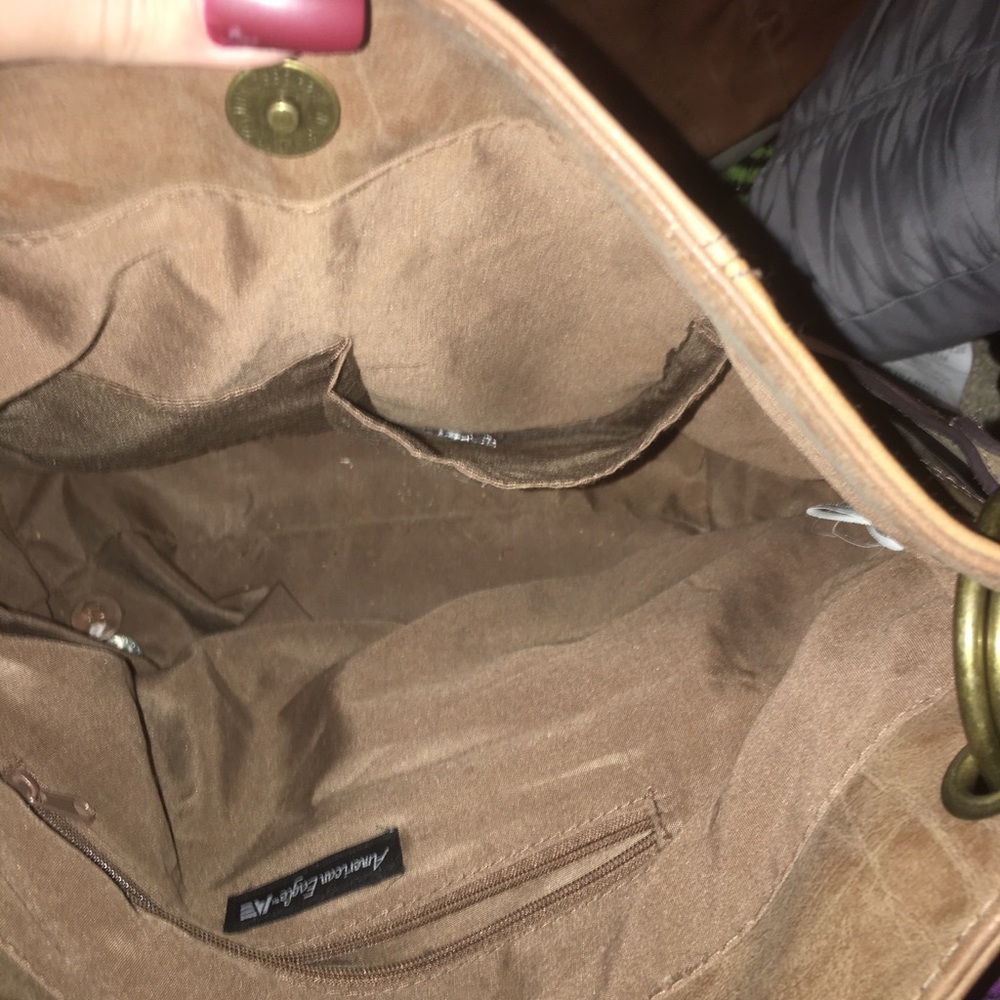 American Eagle Brown Leather Patchwork Bag - image 6